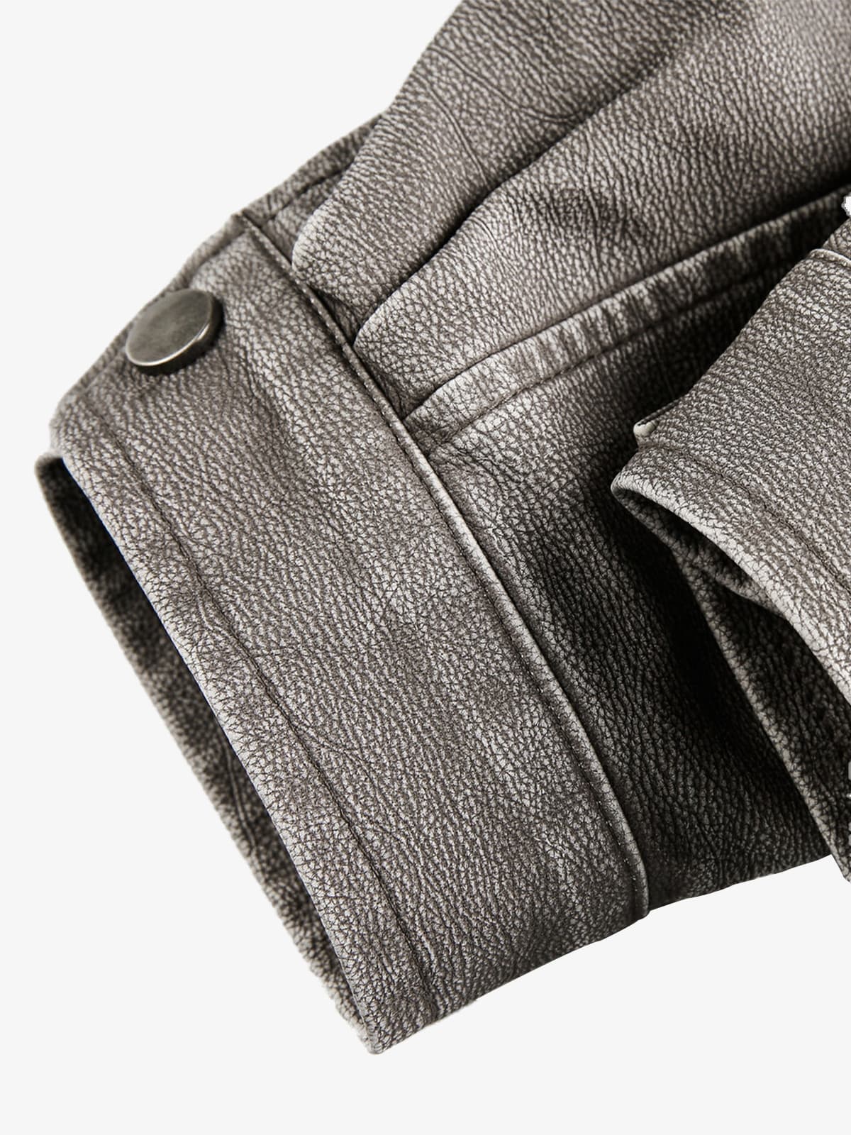 Retro Stand Collar PU Leather Bomber Jacket - Image 10