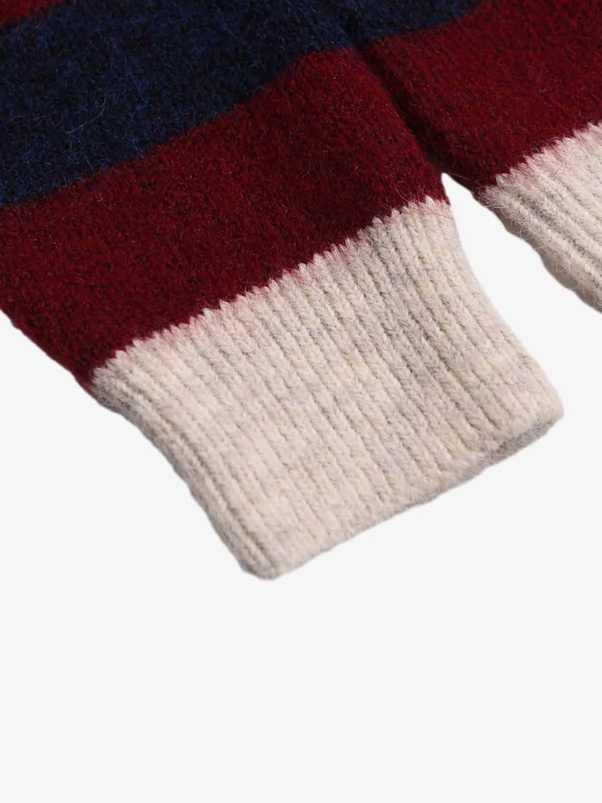 Retro Star Patchwork Striped V-Neck Polo Sweater - Image 6