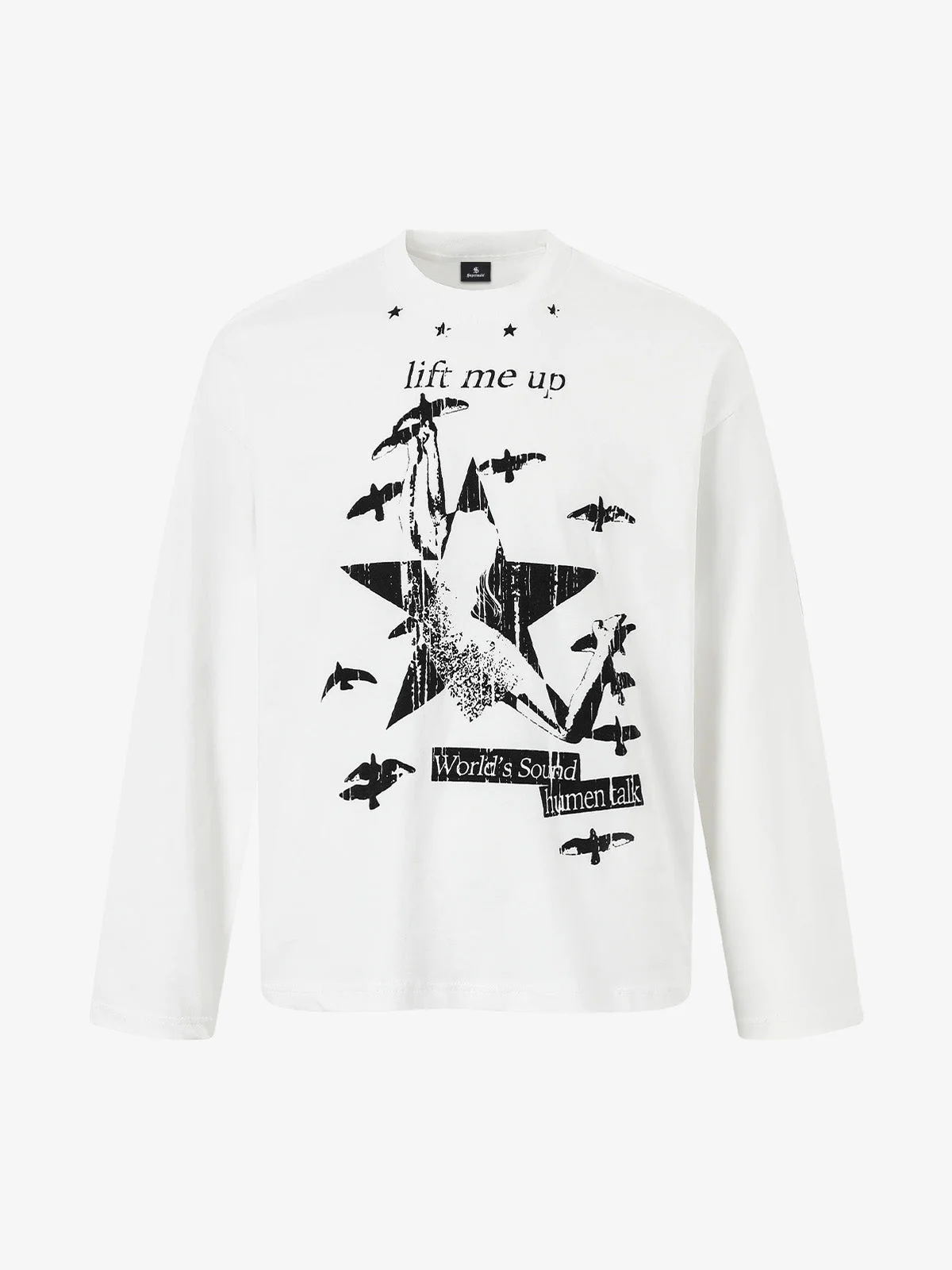 Retro Star Print Long-Sleeved T-Shirt - Image 2