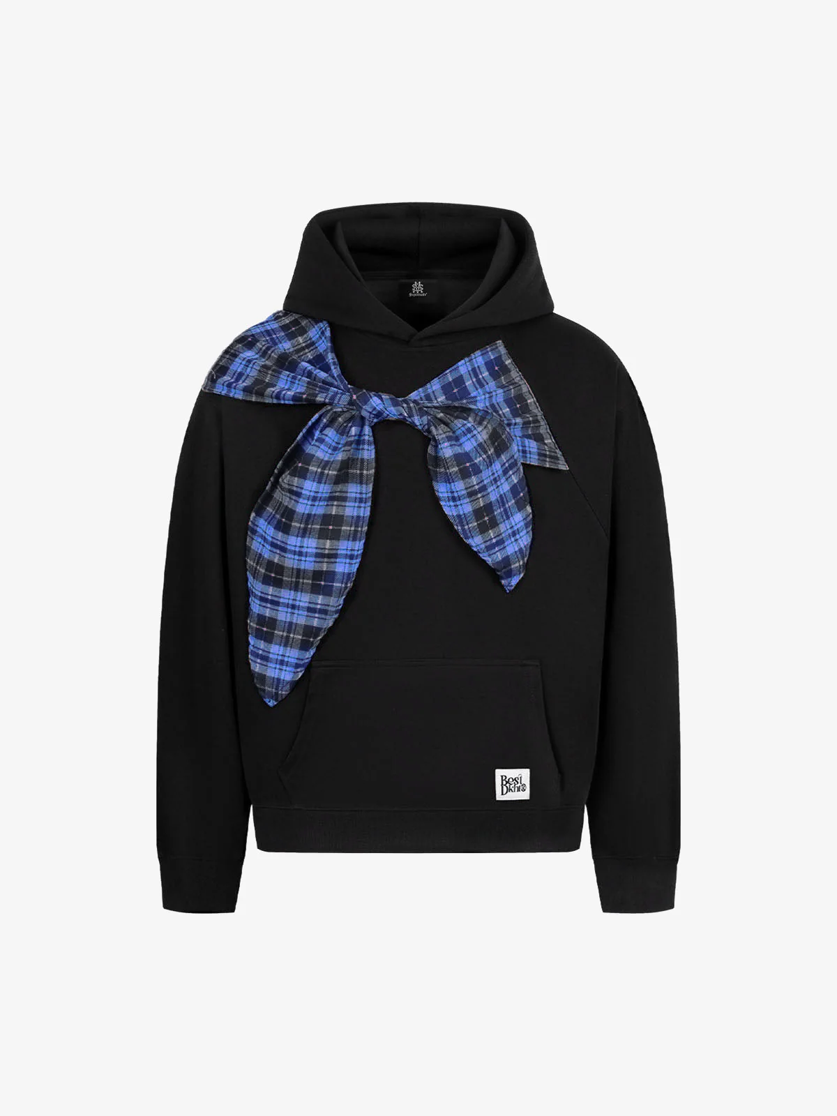 Retro Street Plaid Bow Stitching Hoodie - Image 12
