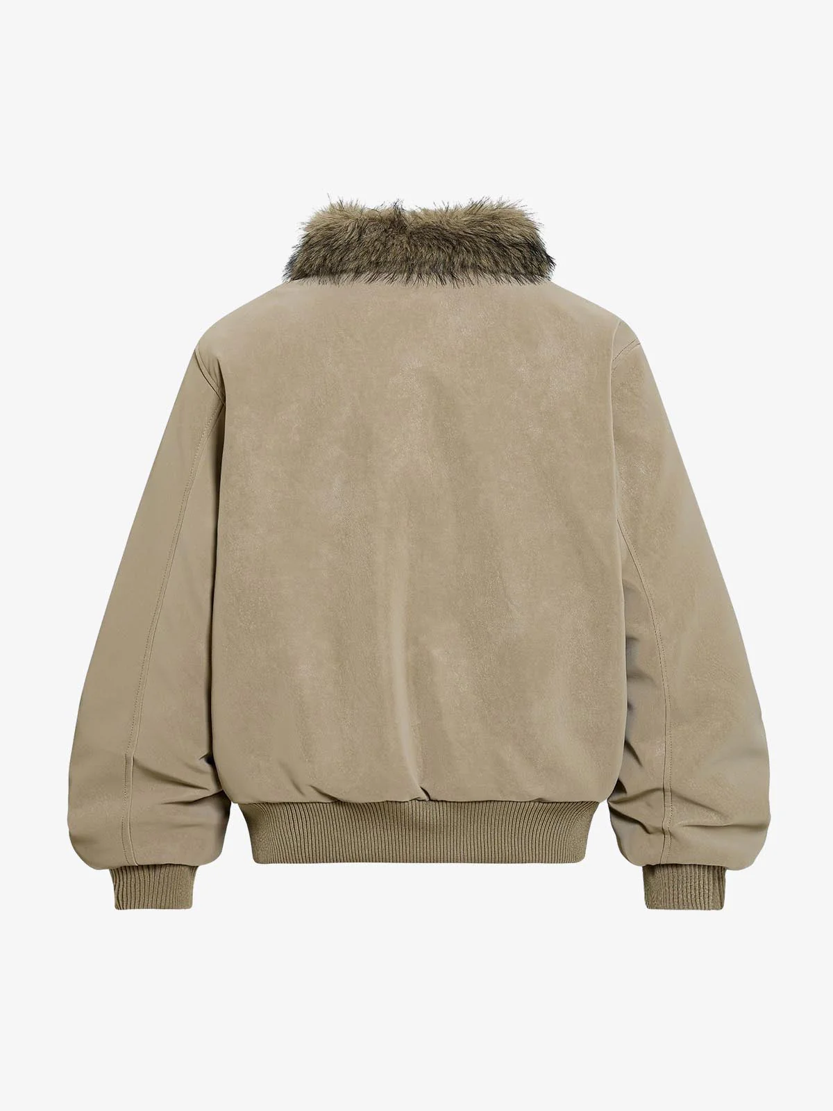 Retro Suede Faux Fur Detail Asymmetric Button Jacket - Image 3