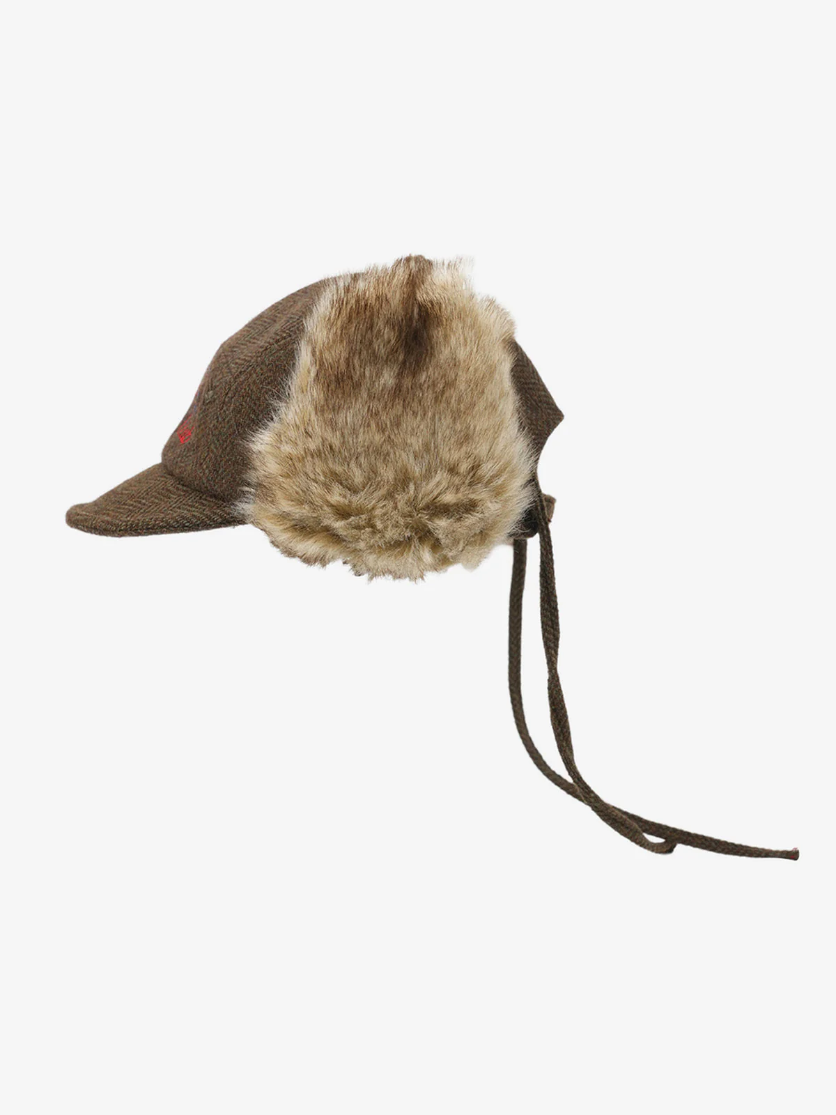 Retro Tweed Plush Earflap Embroidered Letter Cap - Image 7