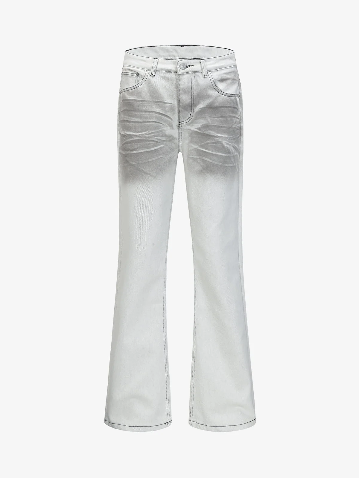 Retro Utility Dirty Wash Whisker Detail Flare Jeans