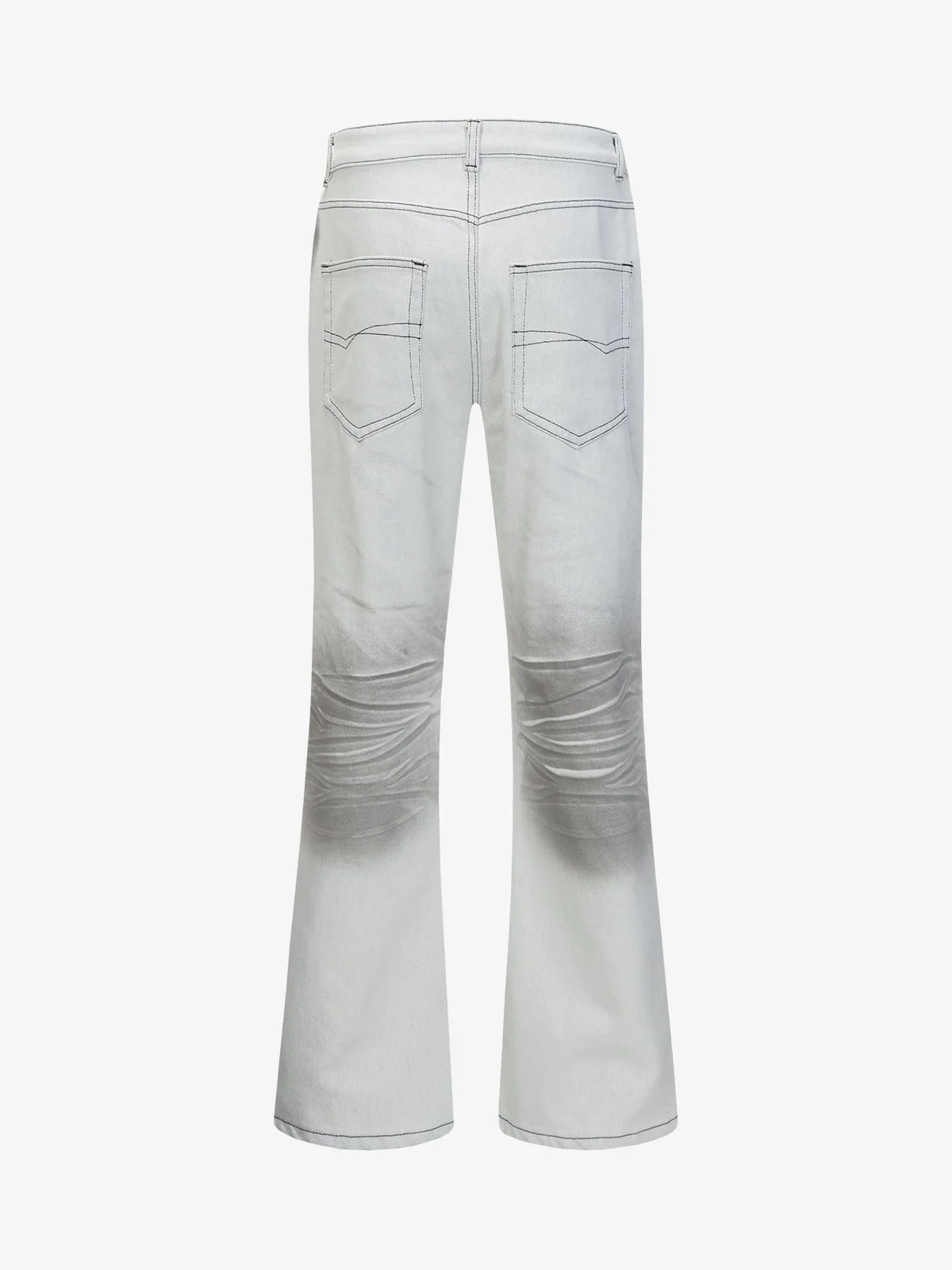 Retro Utility Dirty Wash Whisker Detail Flare Jeans - Image 2