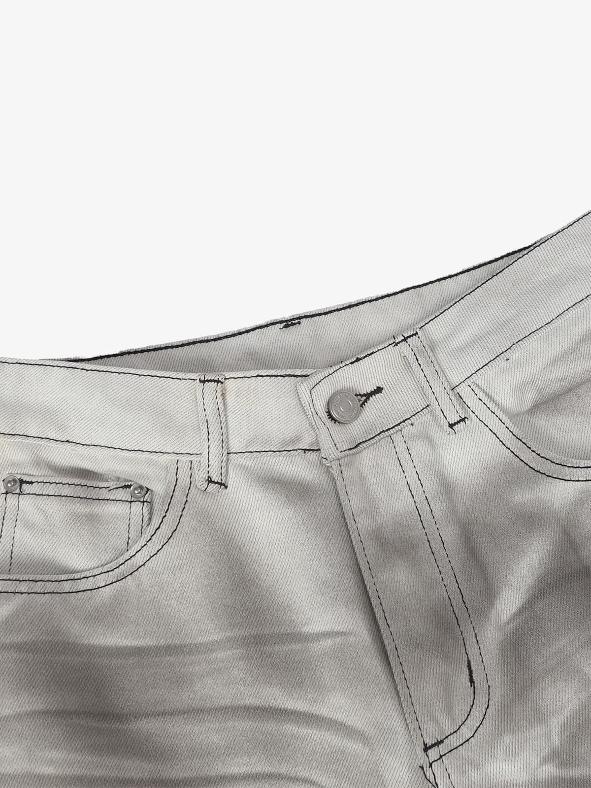 Retro Utility Dirty Wash Whisker Detail Flare Jeans - Image 3
