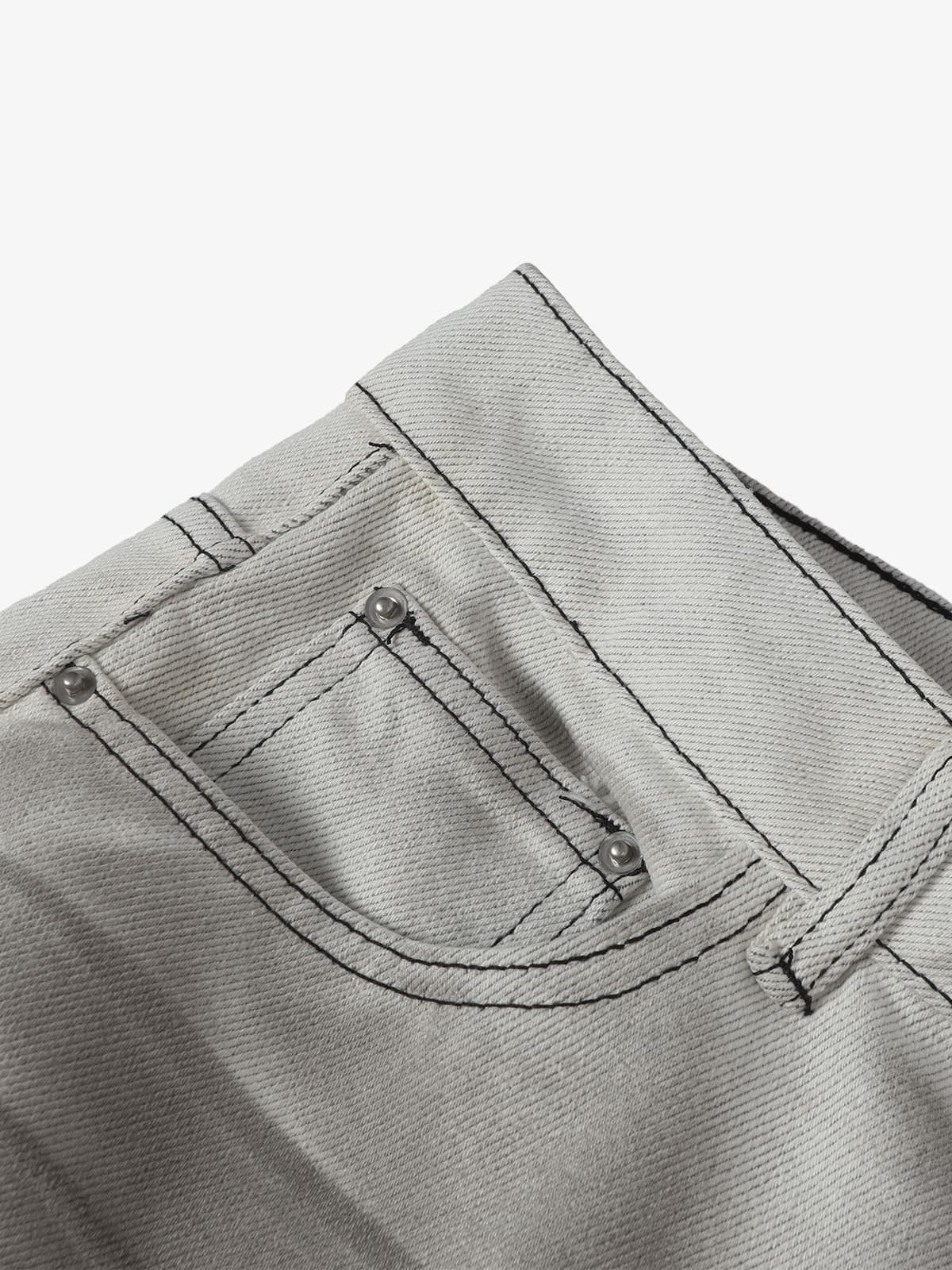 Retro Utility Dirty Wash Whisker Detail Flare Jeans - Image 5