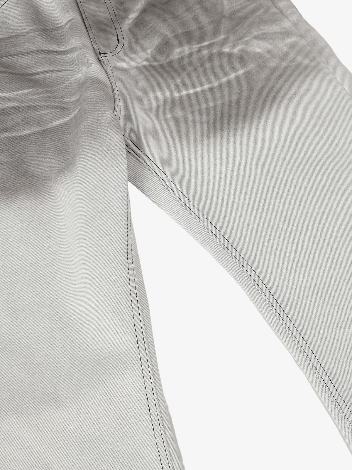 Retro Utility Dirty Wash Whisker Detail Flare Jeans - Image 6