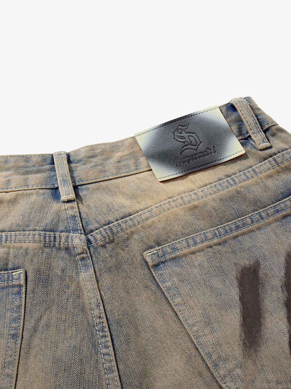 Retro Washed Brushstroke Baggy Jeans - Image 10