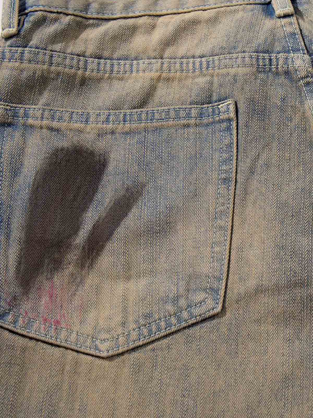 Retro Washed Brushstroke Baggy Jeans - Image 12