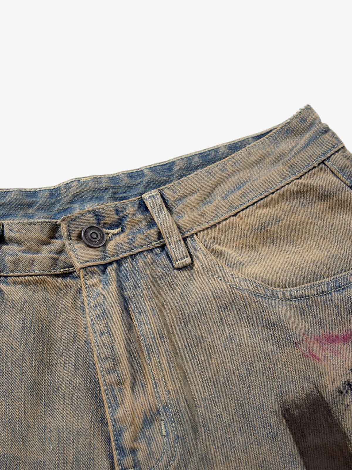 Retro Washed Brushstroke Baggy Jeans - Image 13