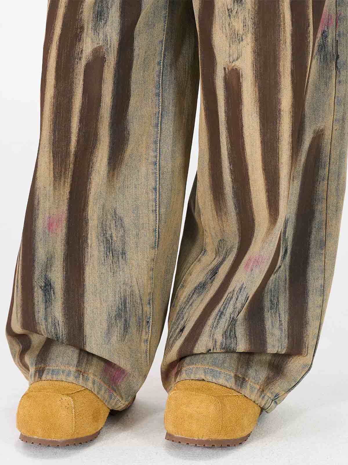 Retro Washed Brushstroke Baggy Jeans - Image 14