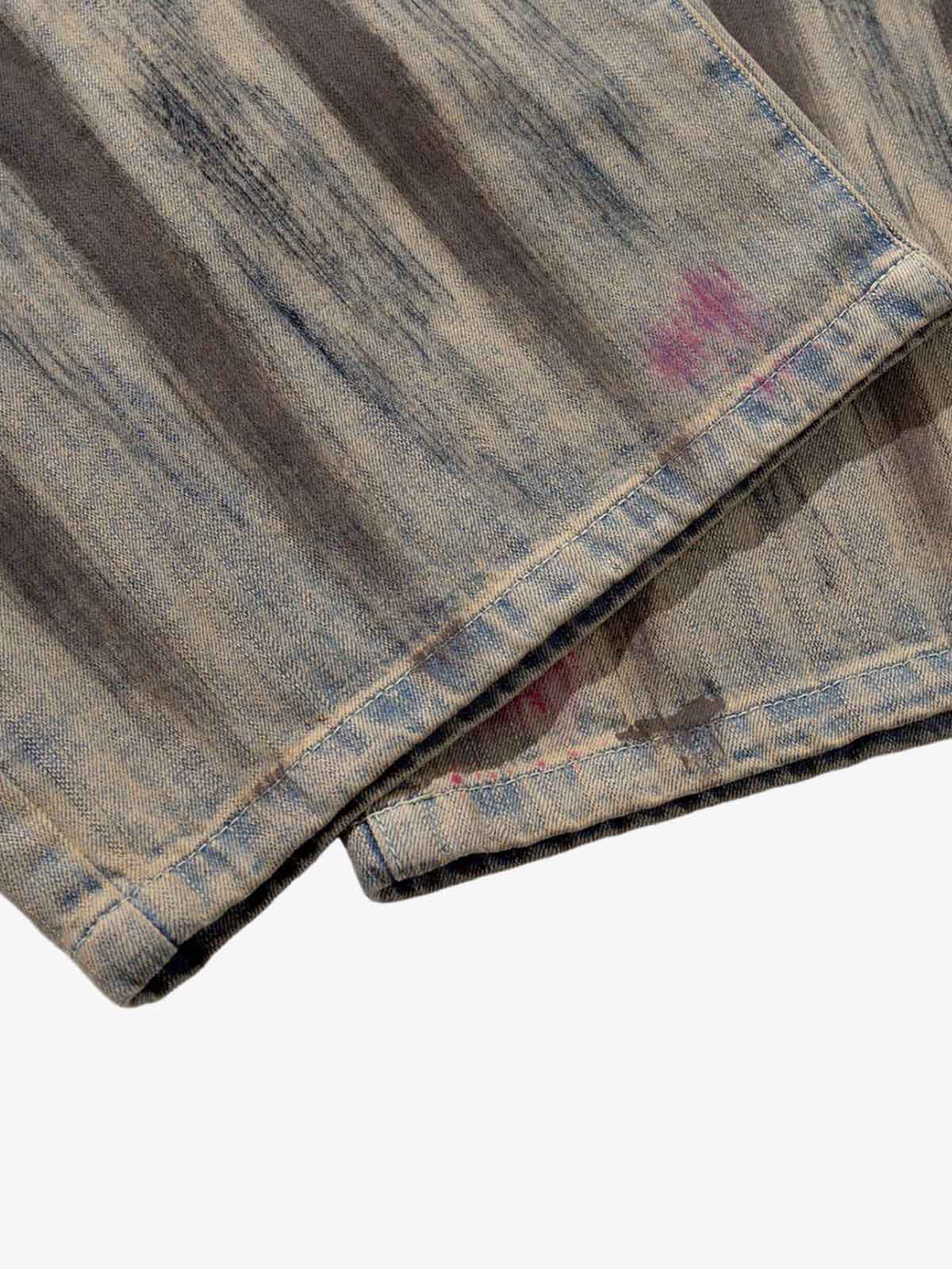 Retro Washed Brushstroke Baggy Jeans - Image 6
