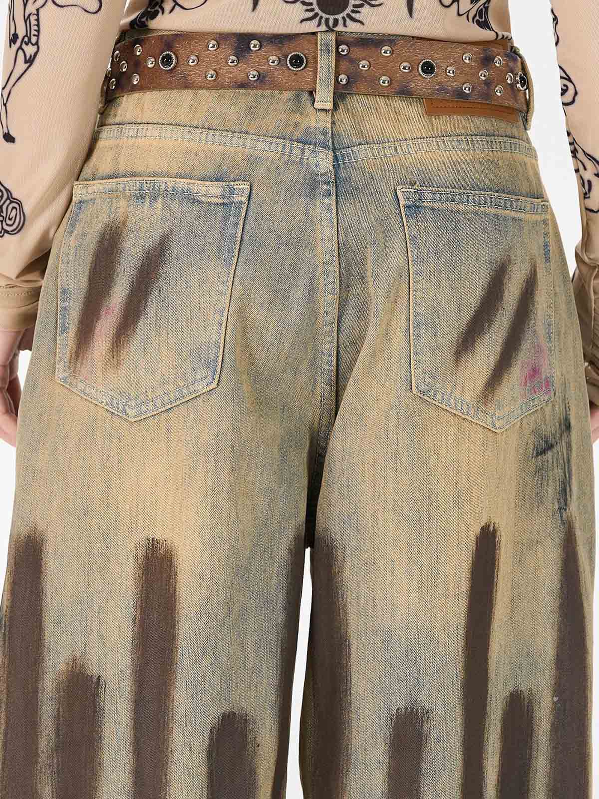Retro Washed Brushstroke Baggy Jeans - Image 7