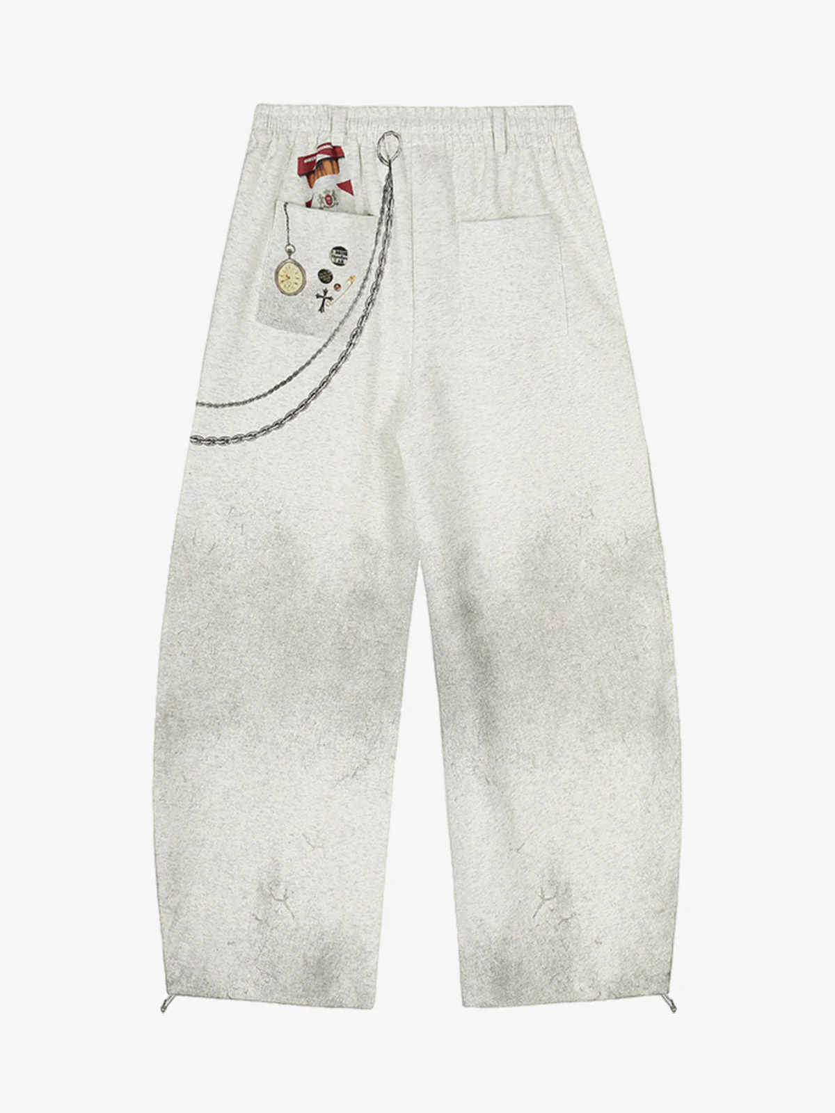 Retro Washed Creative Printed Barrel Pants - Image 5