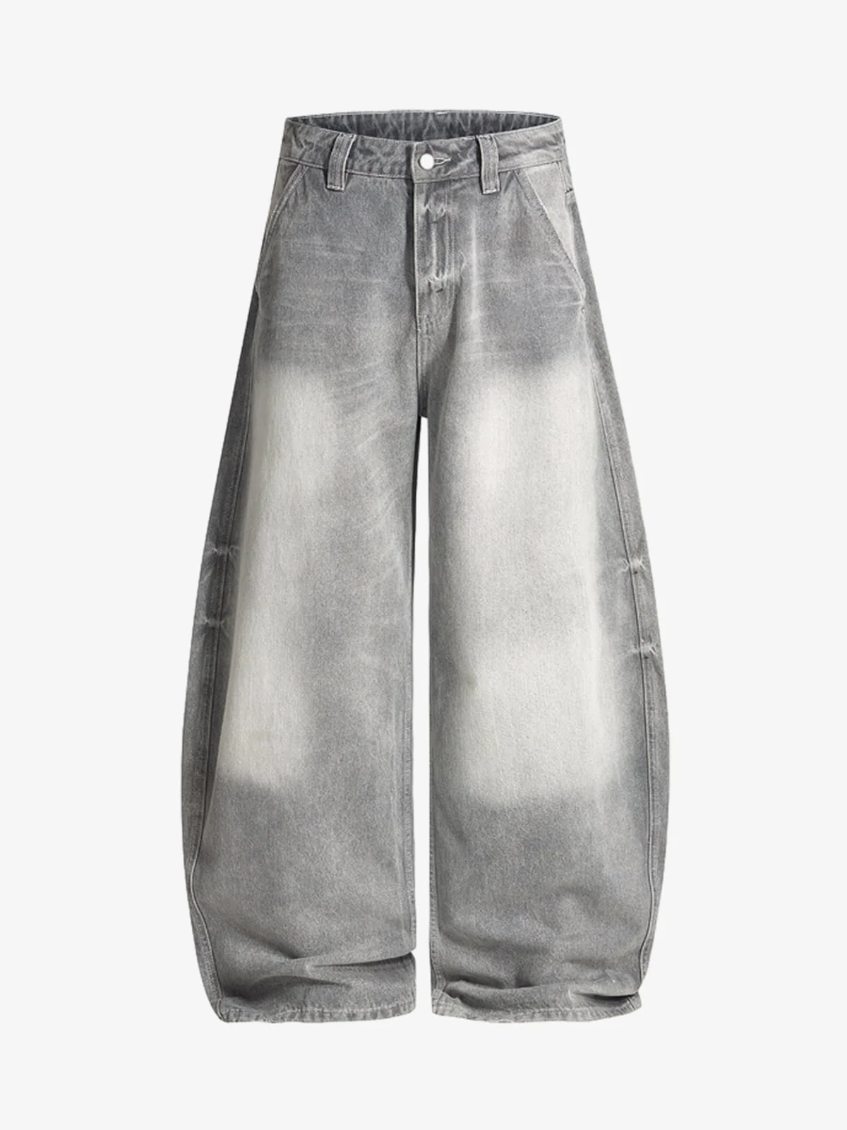 Retro Washed Distressed Curved Blade Wide-Leg Jeans - Image 2