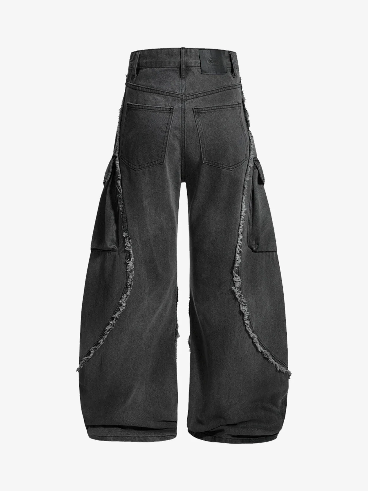 Retro Washed Distressed Deconstructed Patchwork Barrel Jeans - Image 5