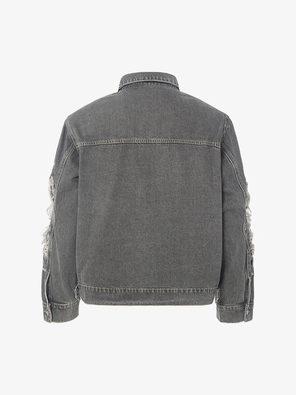 Retro Washed Distressed Denim Jacket - Image 6