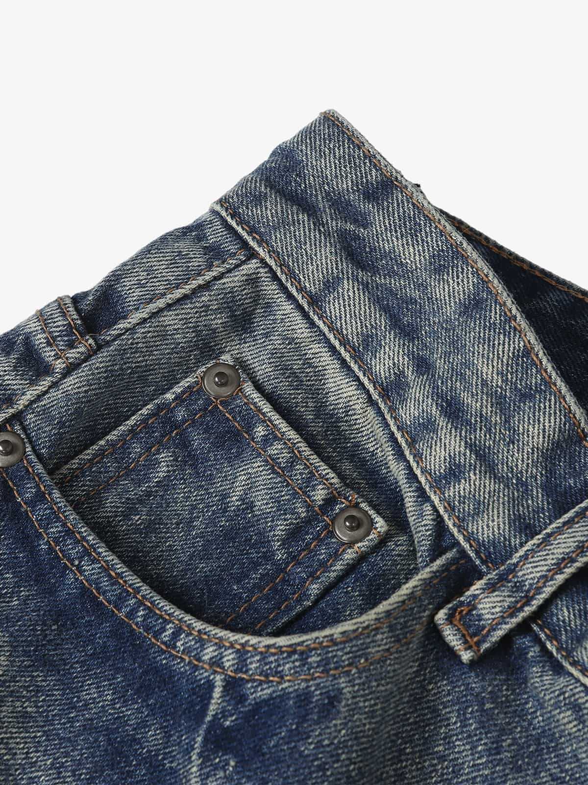 Retro Washed Faded Flared Jeans - Image 6