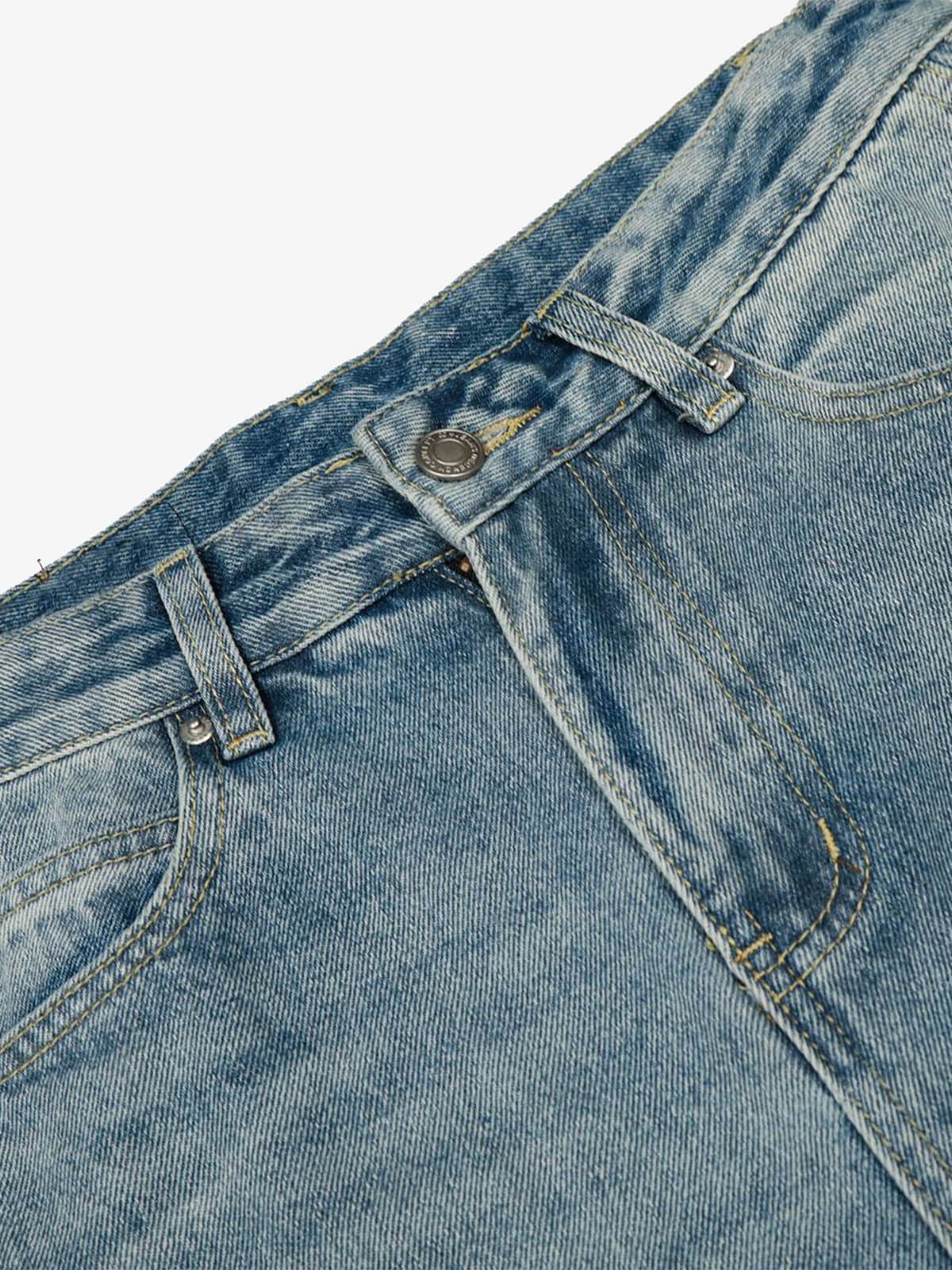 Retro Washed Side Striped Barrel Denim Jeans - Image 5