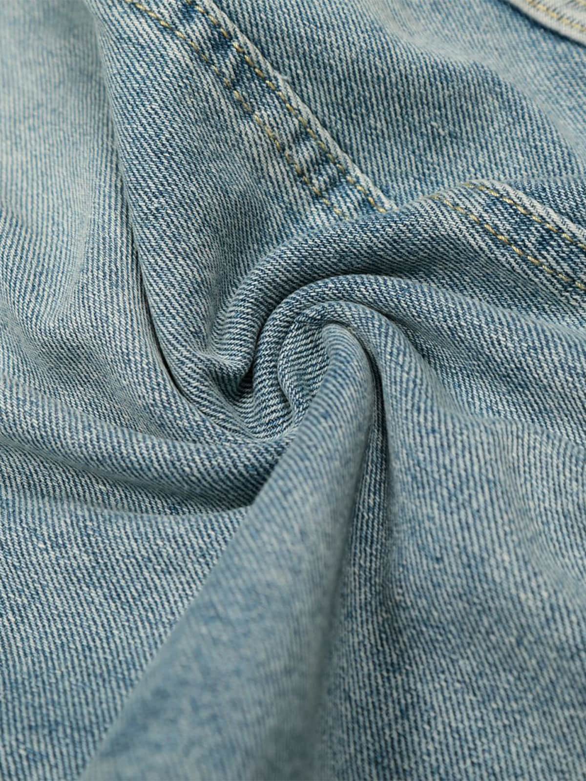 Retro Washed Side Striped Barrel Denim Jeans - Image 7