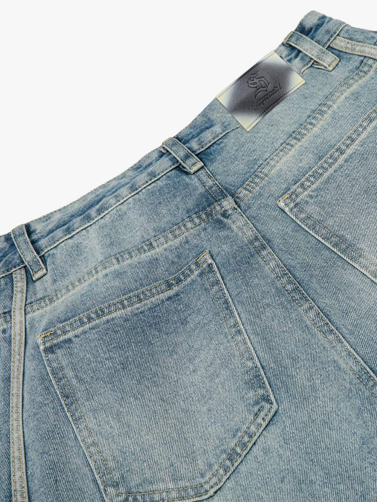 Retro Washed Side Striped Barrel Denim Jeans - Image 8