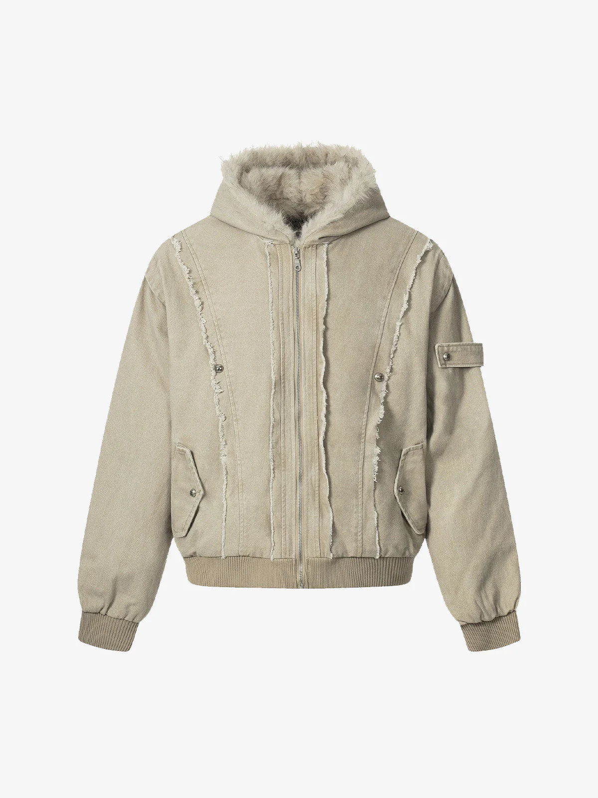 Retro Washed Fleece-lined Hooded Work Jacket - Image 2