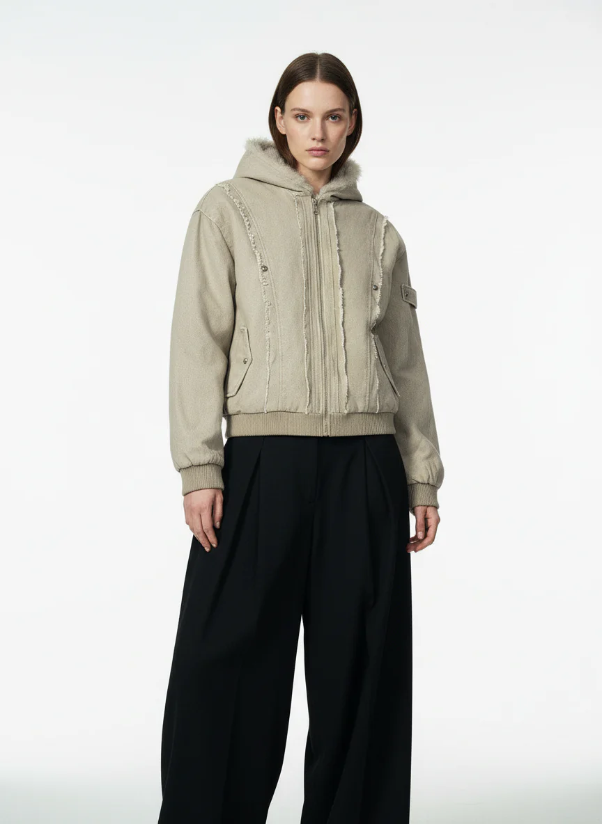 Retro Washed Fleece-lined Hooded Work Jacket - Image 6