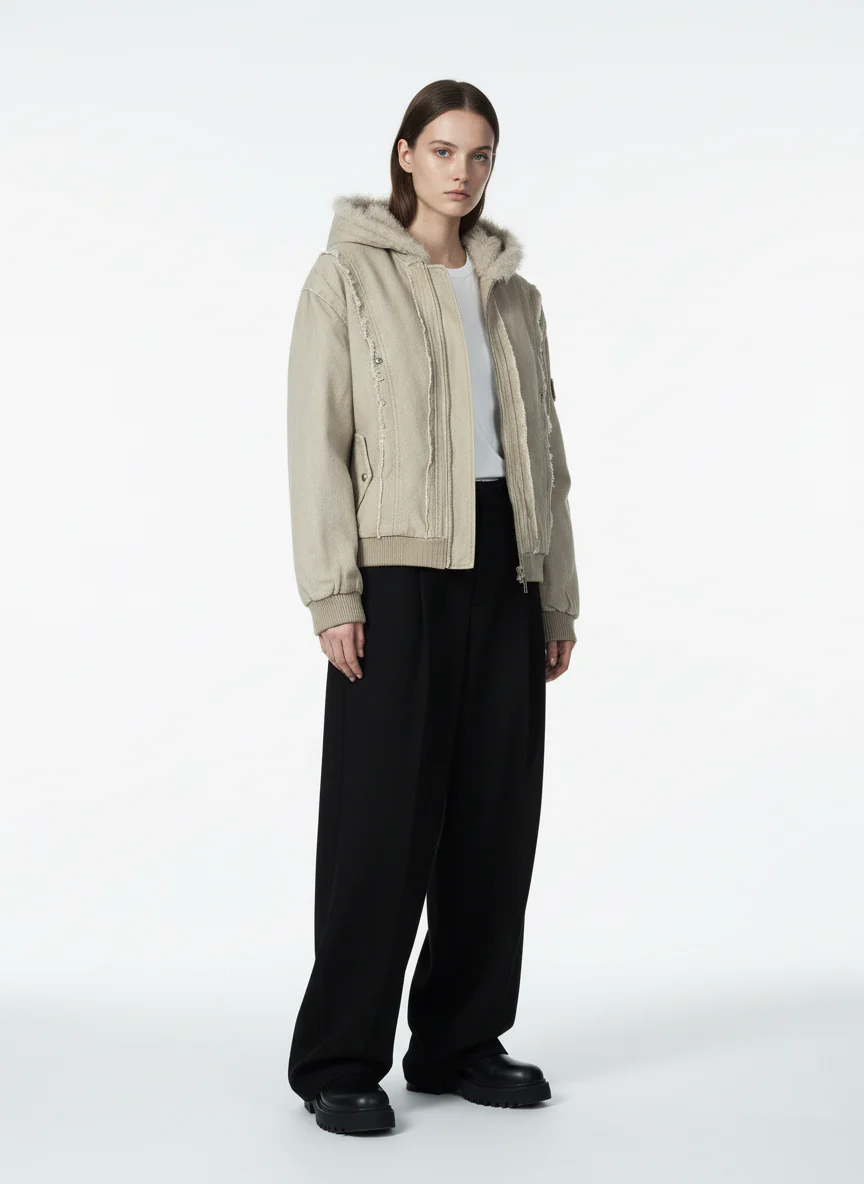 Retro Washed Fleece-lined Hooded Work Jacket - Image 7