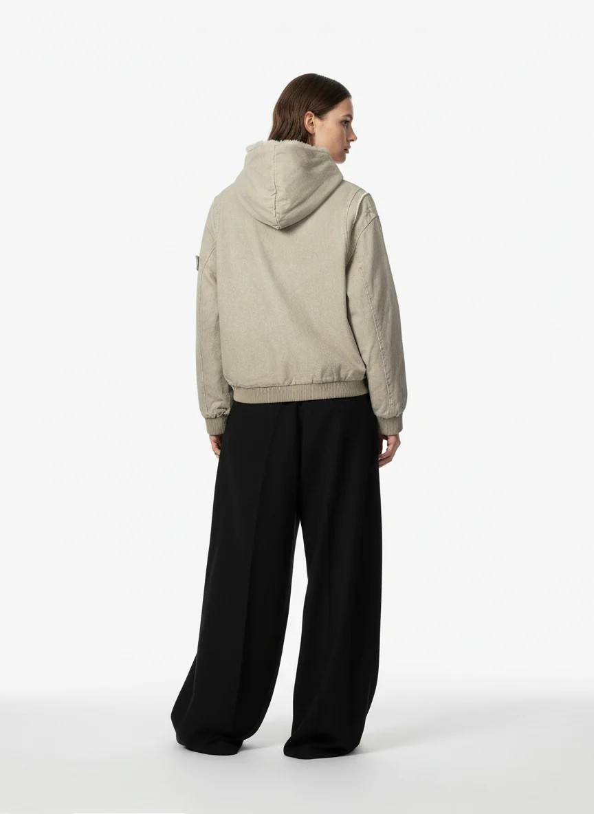 Retro Washed Fleece-lined Hooded Work Jacket - Image 8