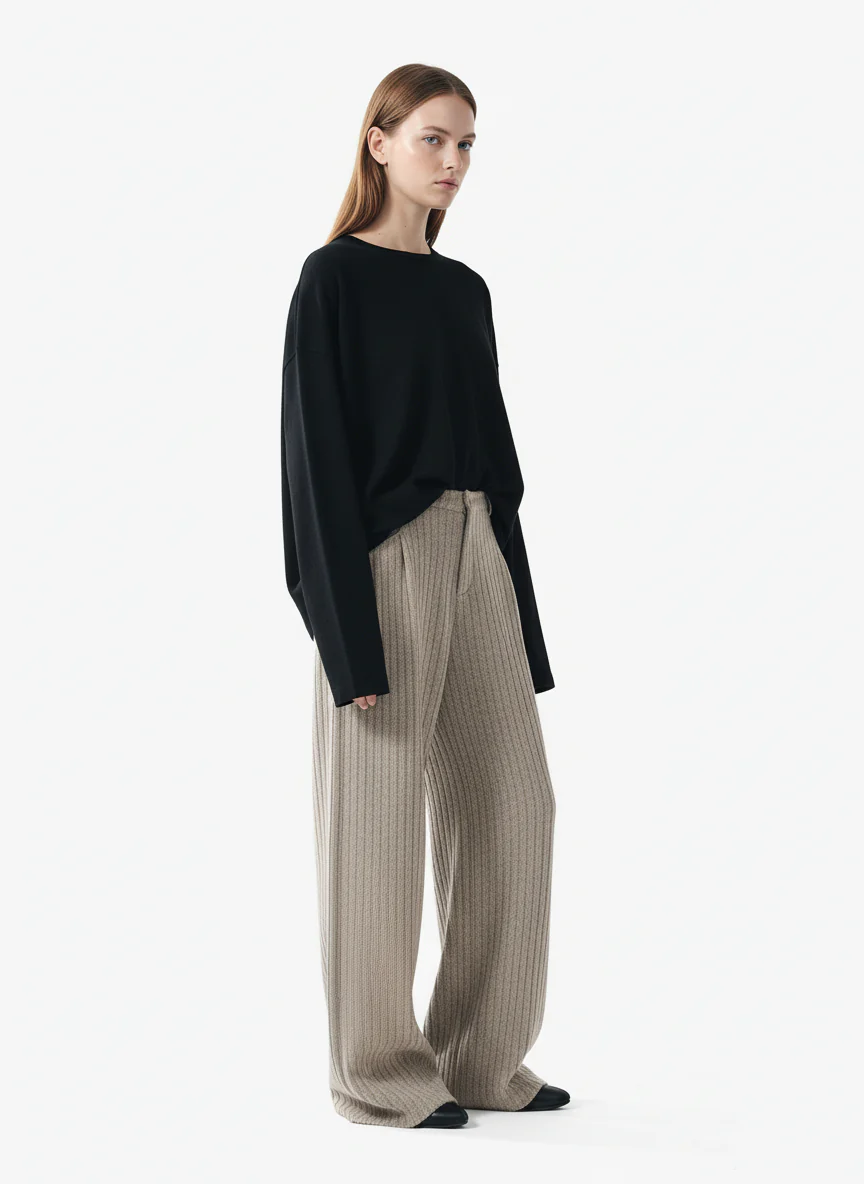 Retro Wool Blend Pleated Baggy Trousers - Image 5