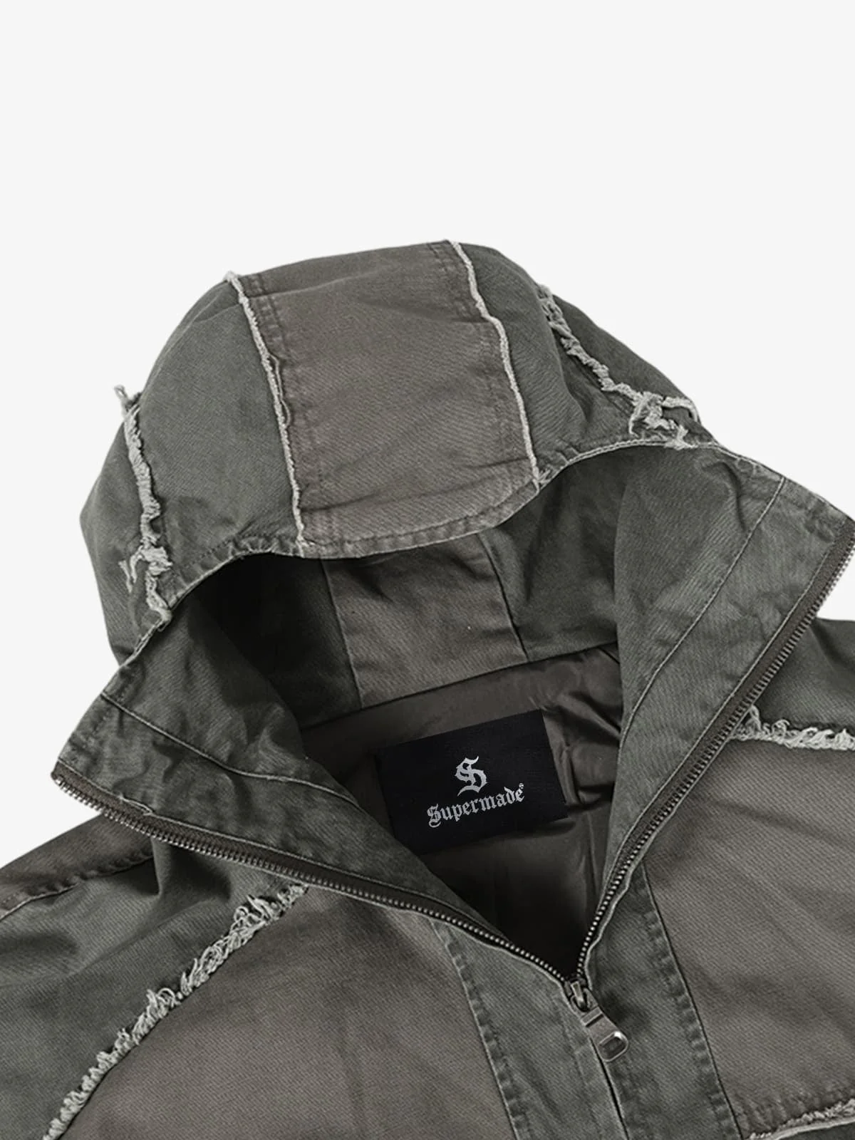 Retro Workwear Patchwork Hooded Utility Jacket - Image 13