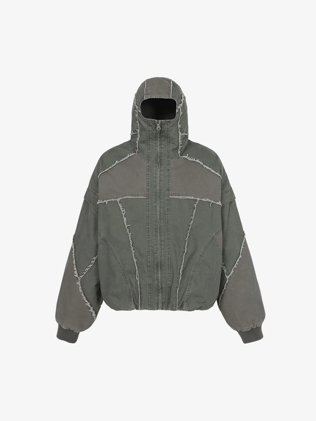 Retro Workwear Patchwork Hooded Utility Jacket - Image 2