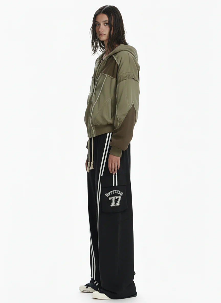 Retro Workwear Patchwork Hooded Utility Jacket - Image 5