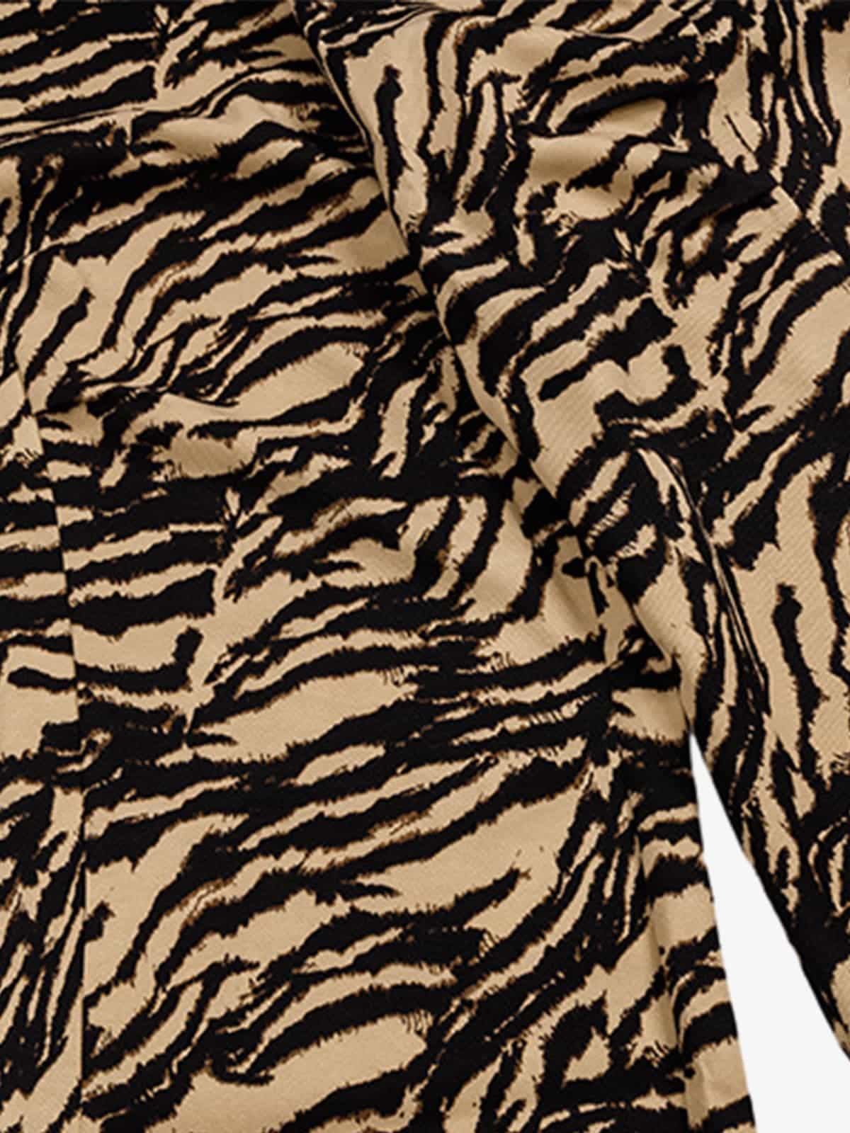 Retro Zebra Print Asymmetric Draped Patchwork Barrel Pants - Image 15