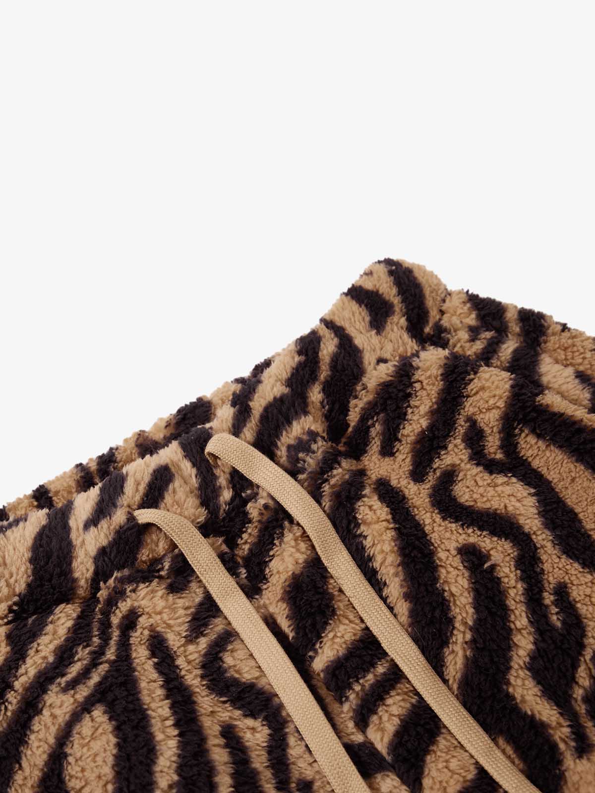 Retro Zebra Print Wide-Leg Lounge Barrel Pants - Image 9