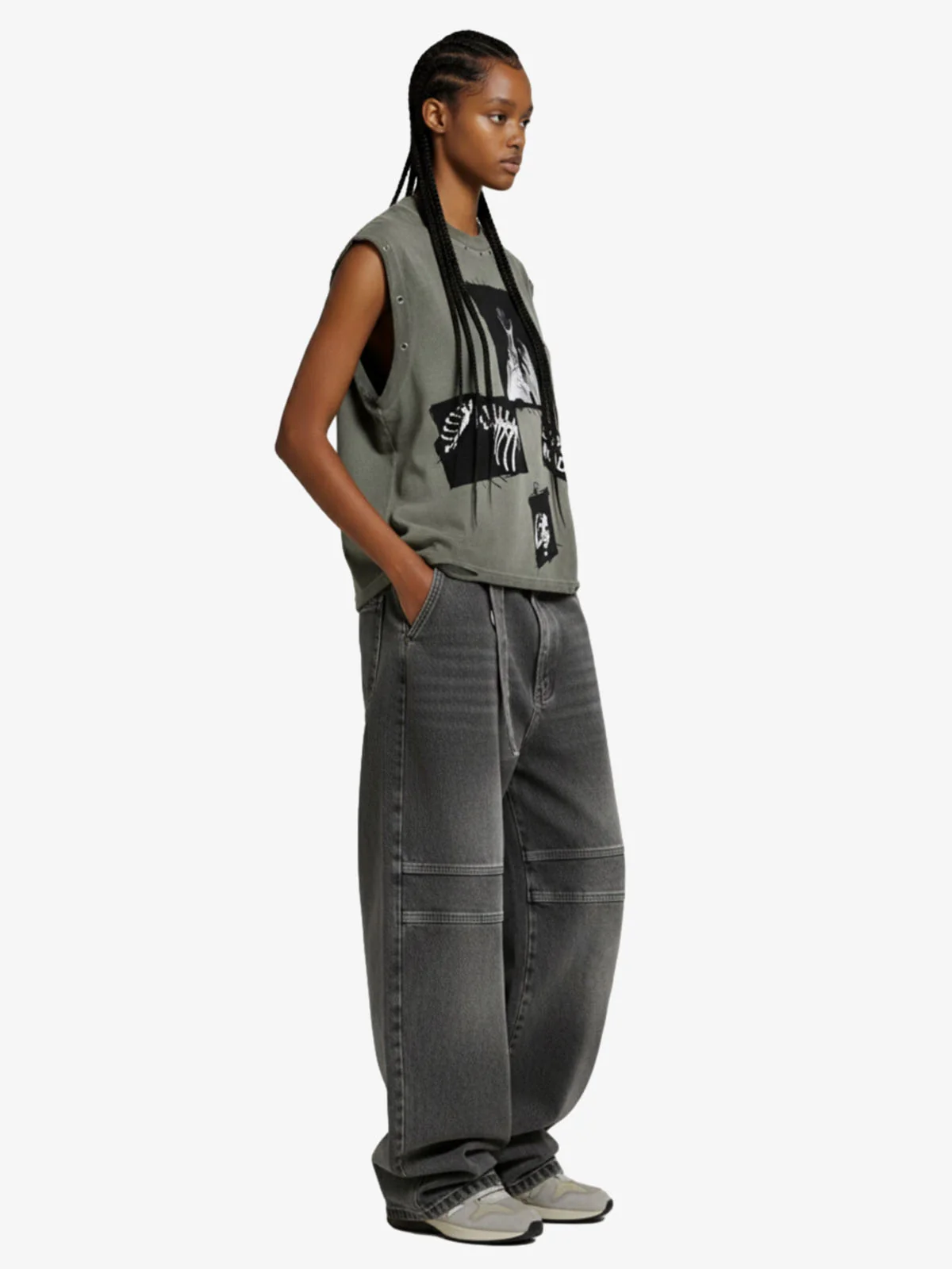 Ripped Graphic Patch Sleeveless Vest - Image 4