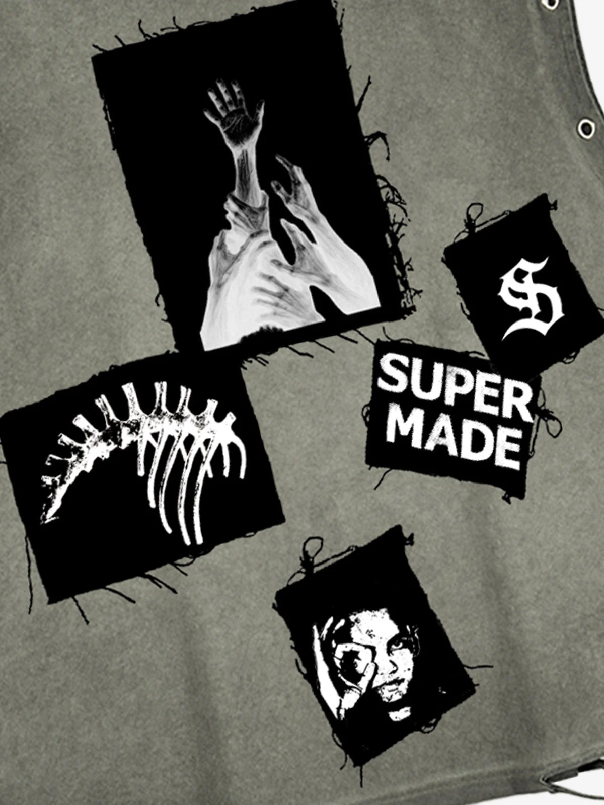Ripped Graphic Patch Sleeveless Vest - Image 7
