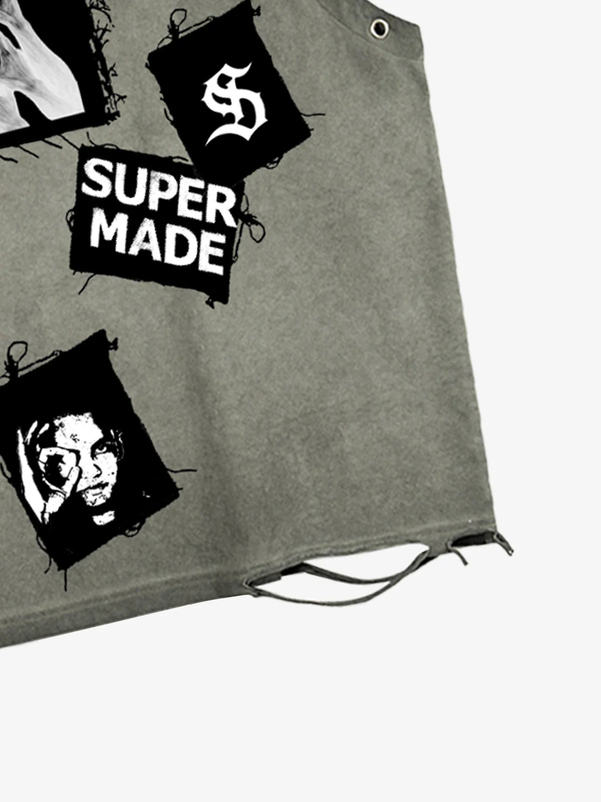 Ripped Graphic Patch Sleeveless Vest - Image 9