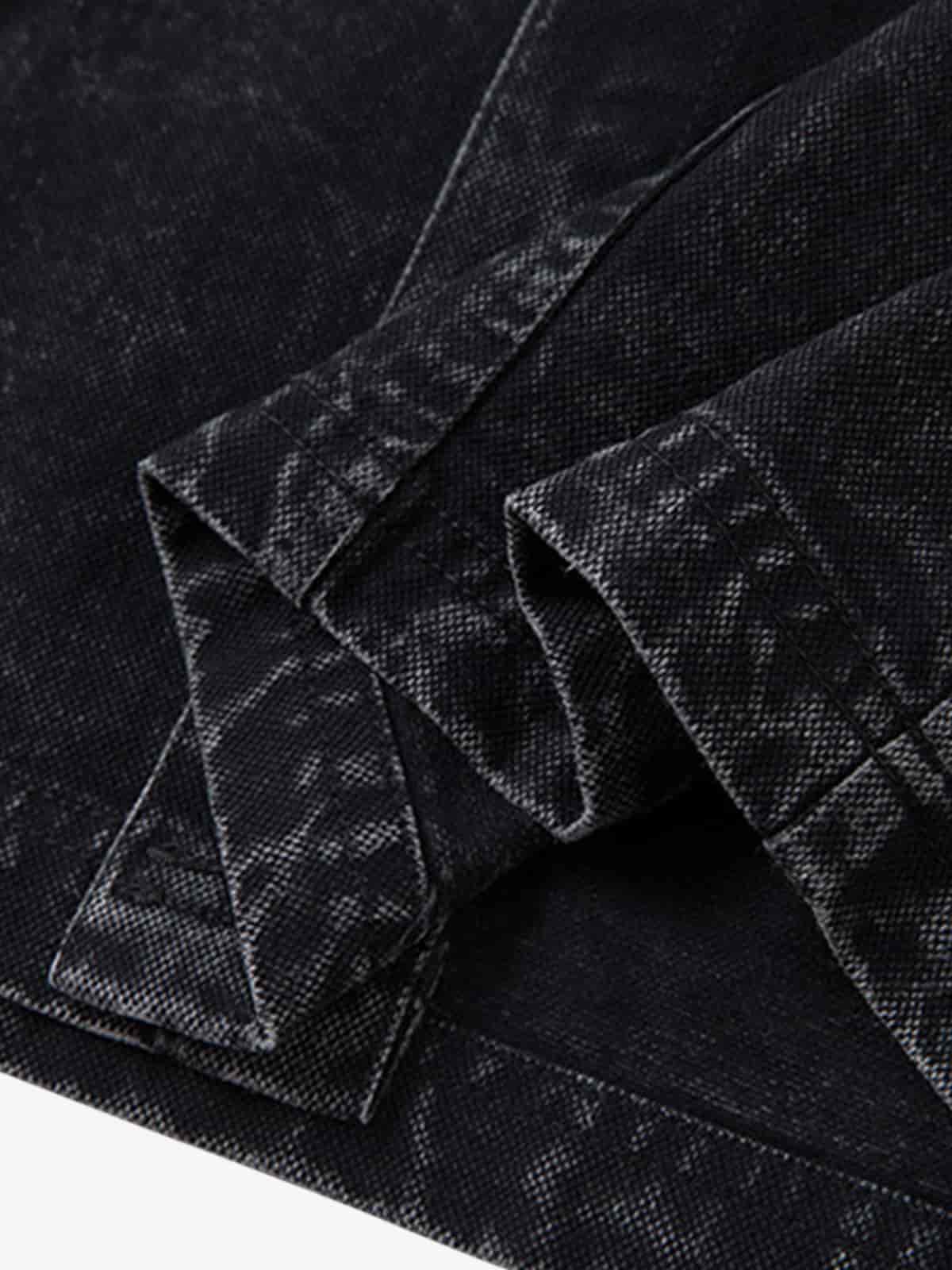 Rivet Deconstructed Split Stitching Denim Short-Sleeved Shirt - Image 15