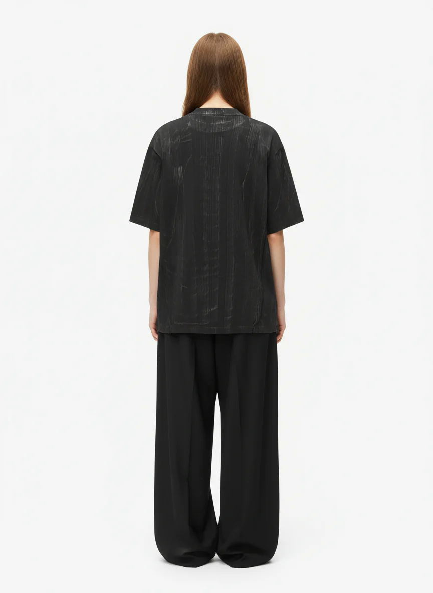 Rivet Deconstructed Split Stitching Denim Short-Sleeved Shirt - Image 4