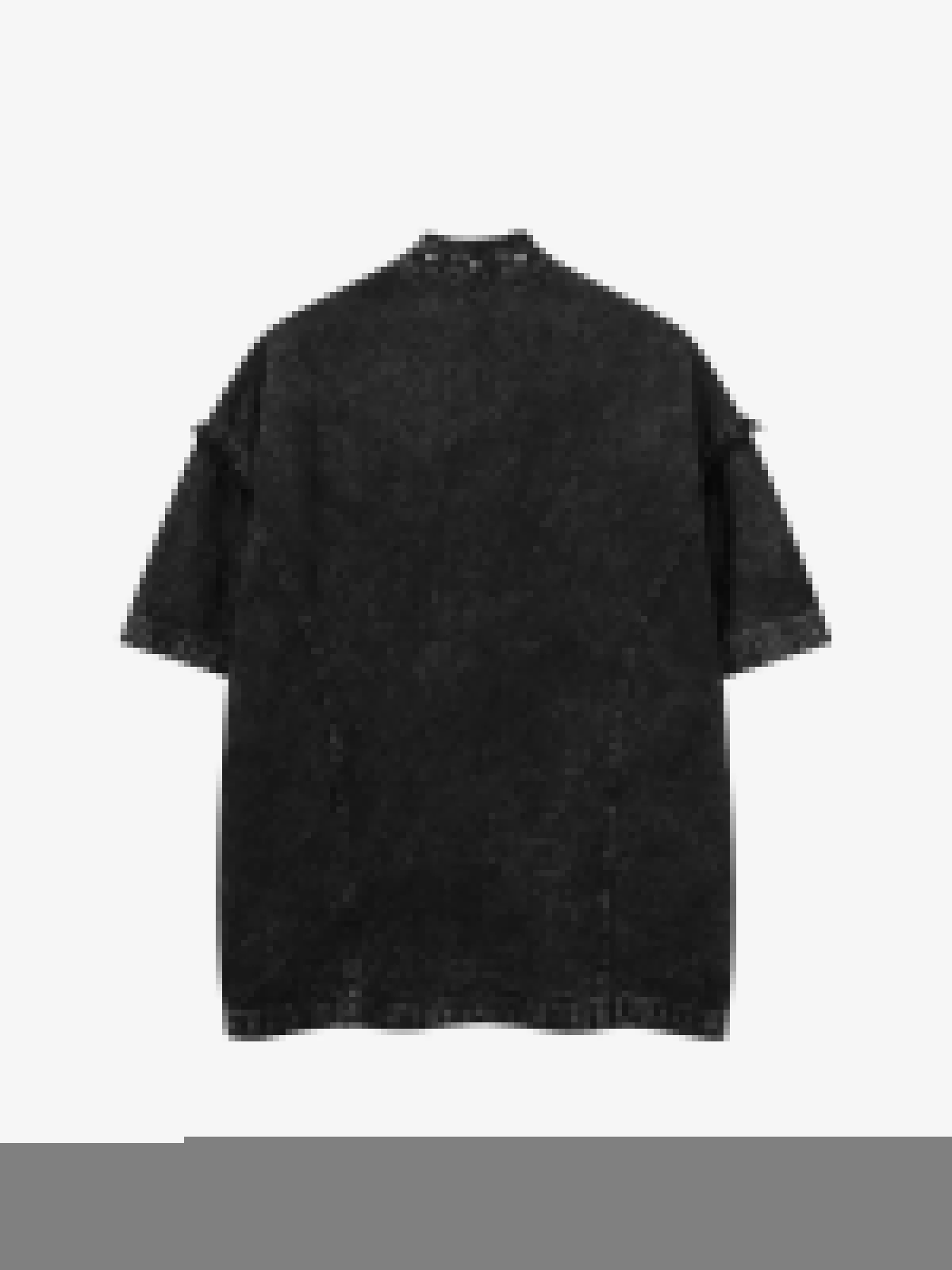 Rivet Deconstructed Split Stitching Denim Short-Sleeved Shirt - Image 9