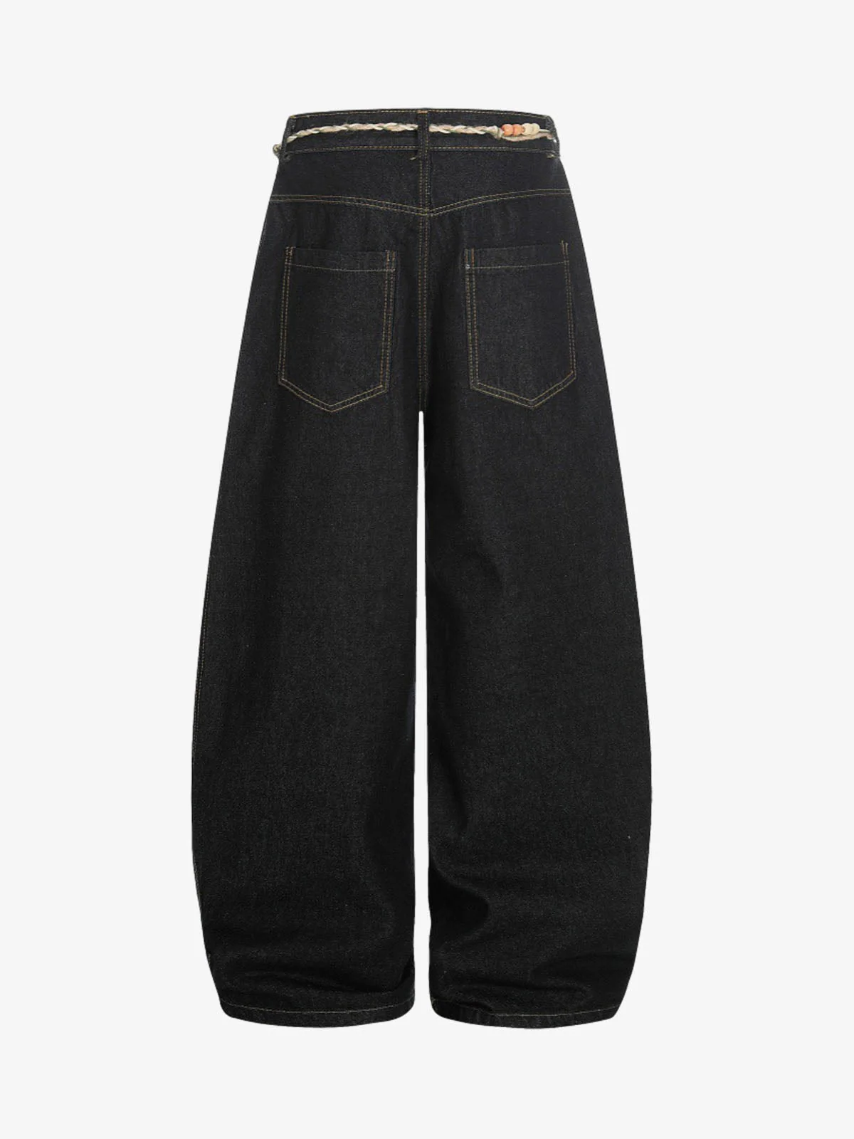 Rope Detail Waist Wide Leg Denim Jeans - Image 3