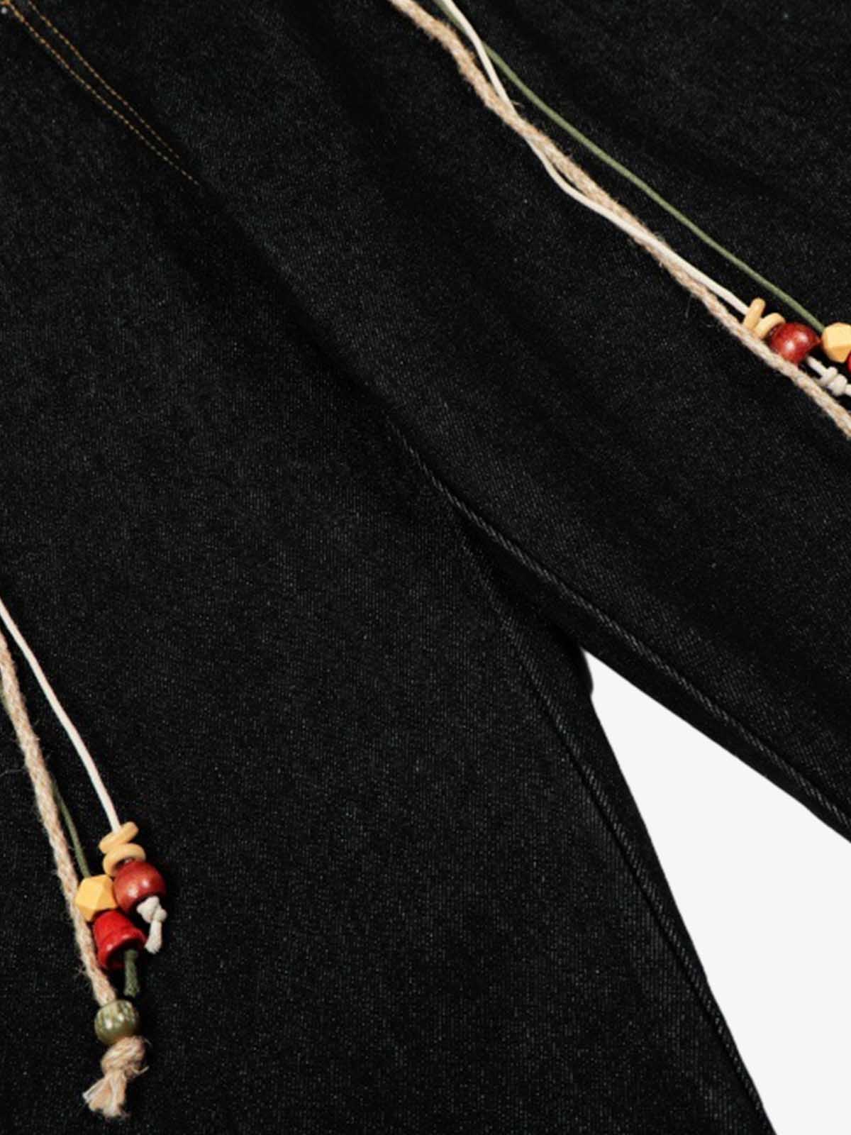 Rope Detail Waist Wide Leg Denim Jeans - Image 8