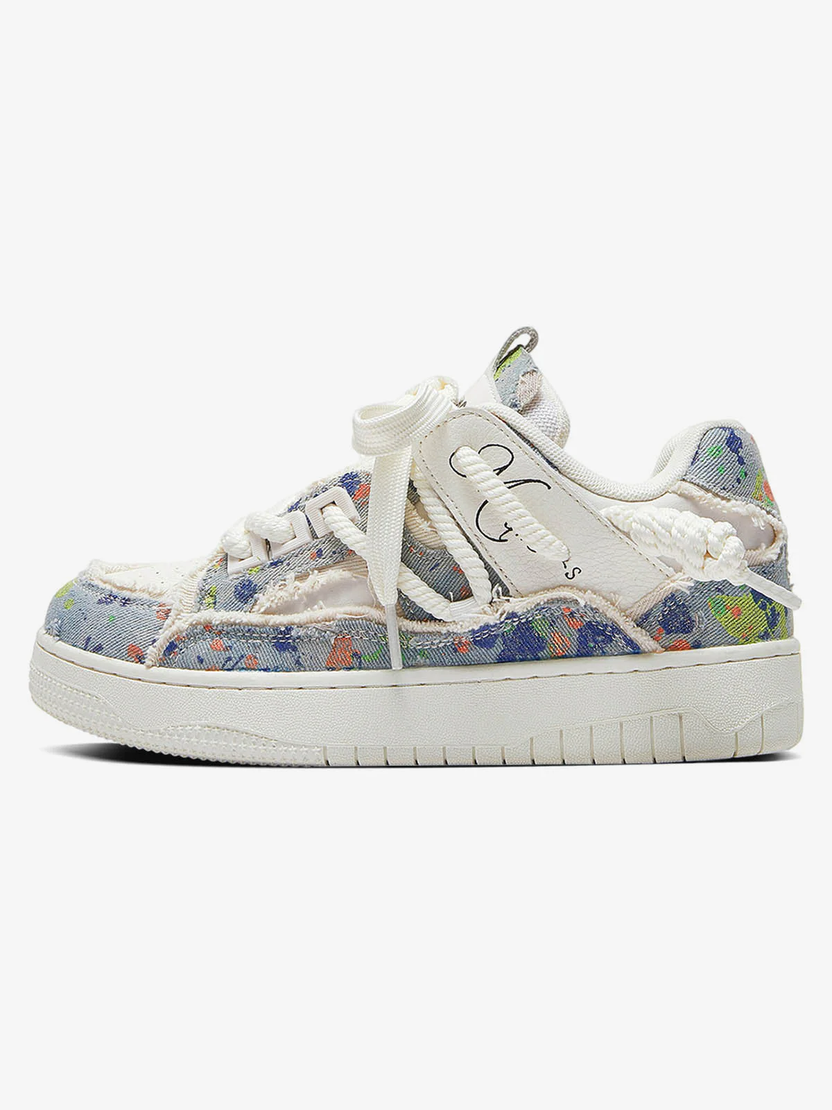 Rubber Sole Contrast Color Destruction Tassel Sneakers - 2356 - Image 4
