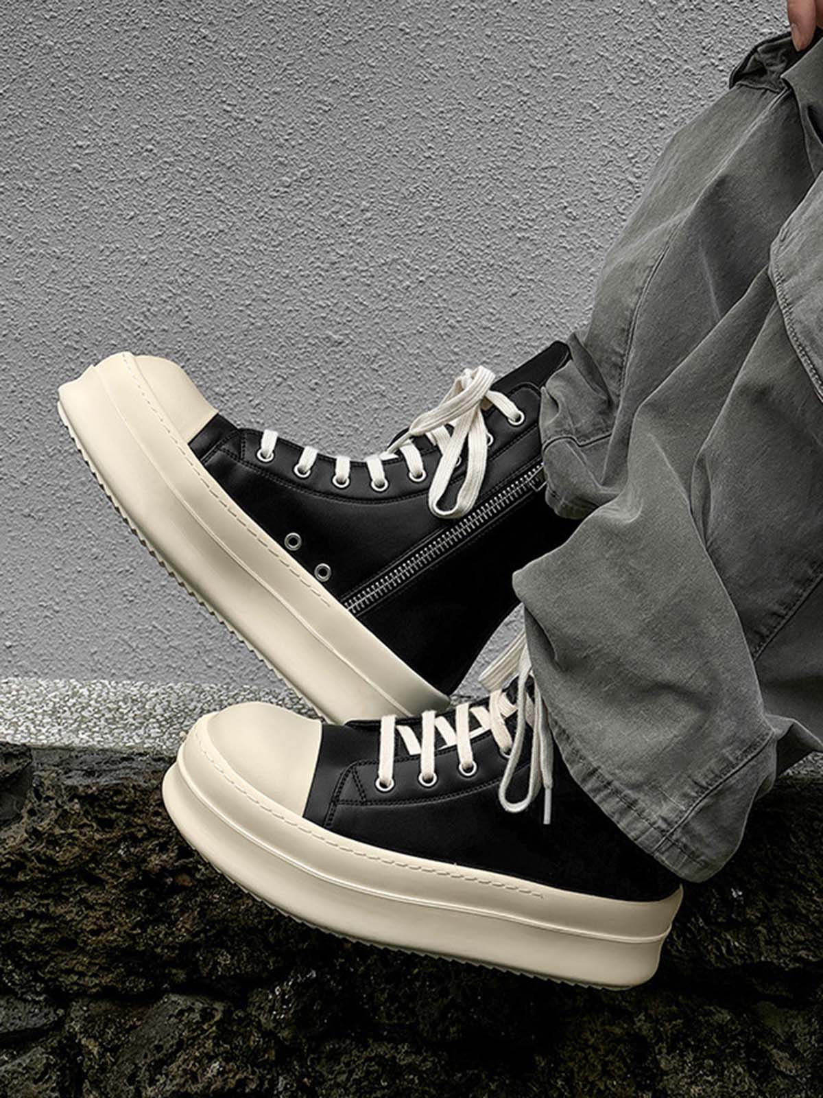 Rubber Sole High-Top Side Zipper Platform Sneakers - 2273 - Image 5