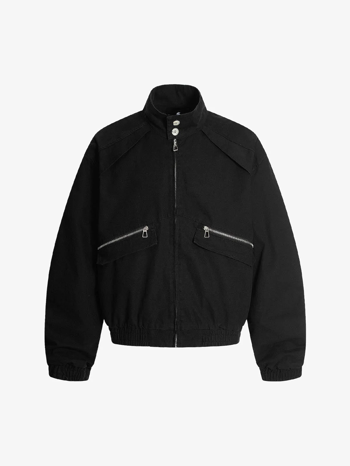 Ruched Sleeve Stand Collar Zip Jacket - Image 2