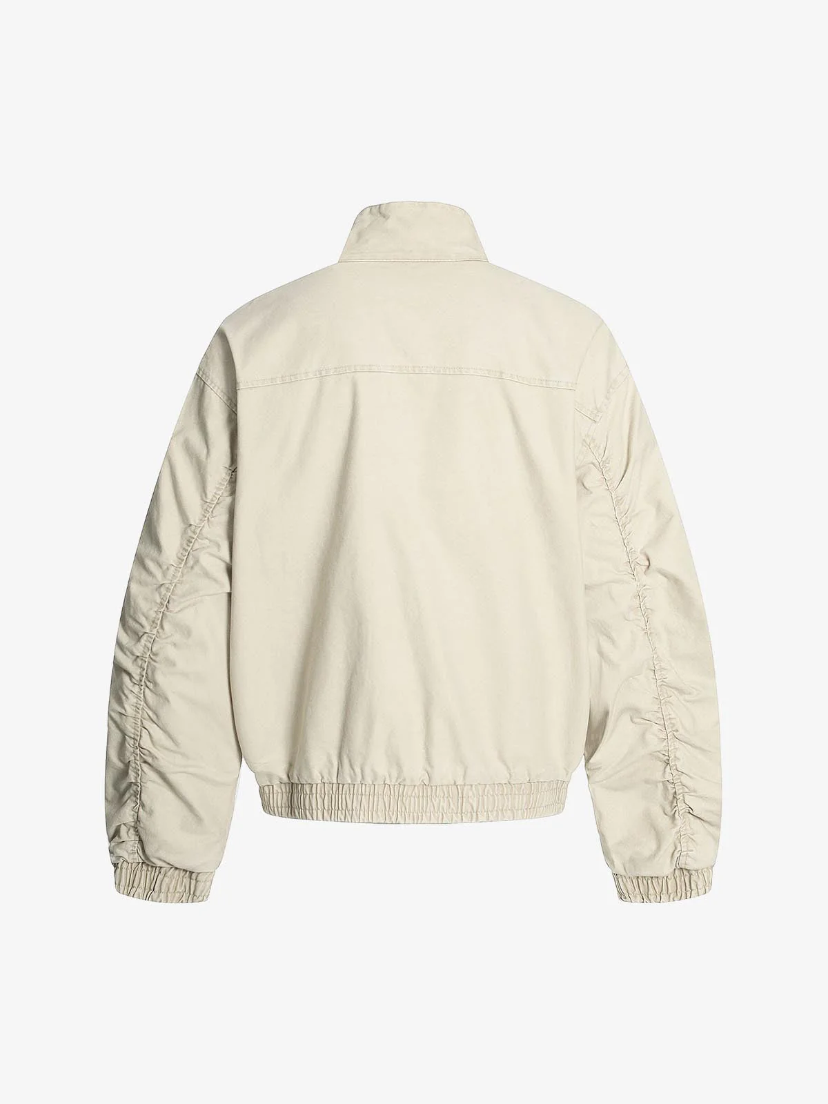 Ruched Sleeve Stand Collar Zip Jacket - Image 3