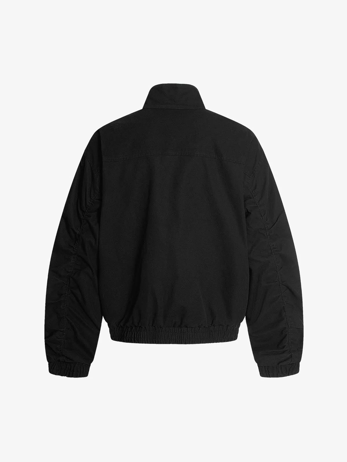 Ruched Sleeve Stand Collar Zip Jacket - Image 4