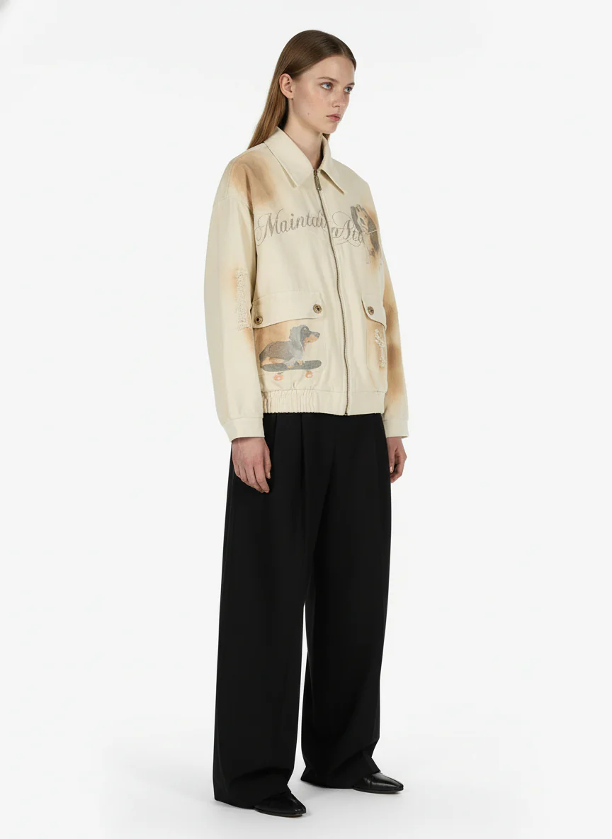 Rust Washed Vintage Dog Graphic Workwear Jacket - Image 5