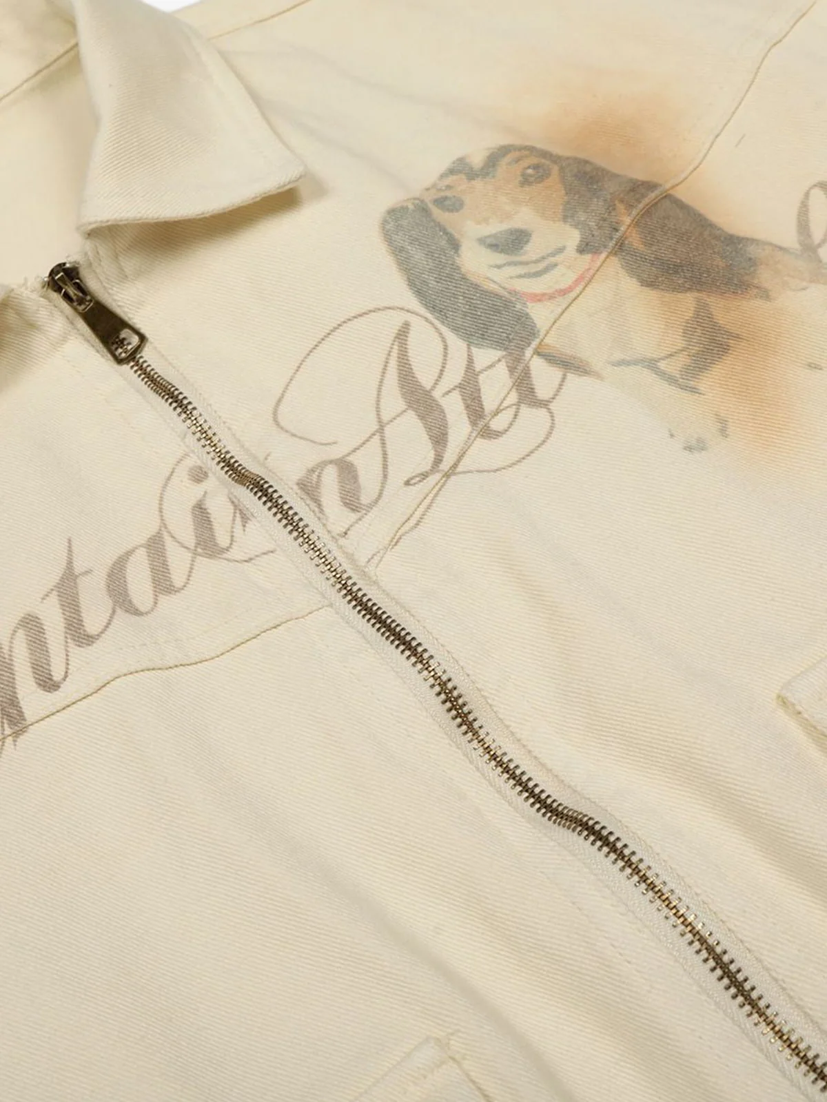 Rust Washed Vintage Dog Graphic Workwear Jacket - Image 7